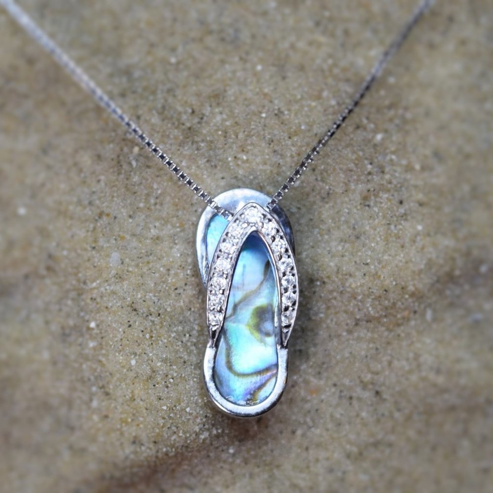 Abalone Shell Flip Flop Beach Necklace